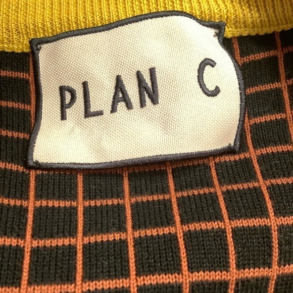 Plan C Knit Rust Geometric Jacquard V-Neck Oversized Pullover Sweater Sz-12/48 - Picture 5 of 7